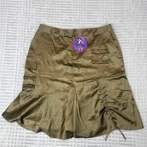 NWT Gypsy Jeans Womens Olive Streetwear Fusion Satin Y2K Mini Skirt Size 18 New
